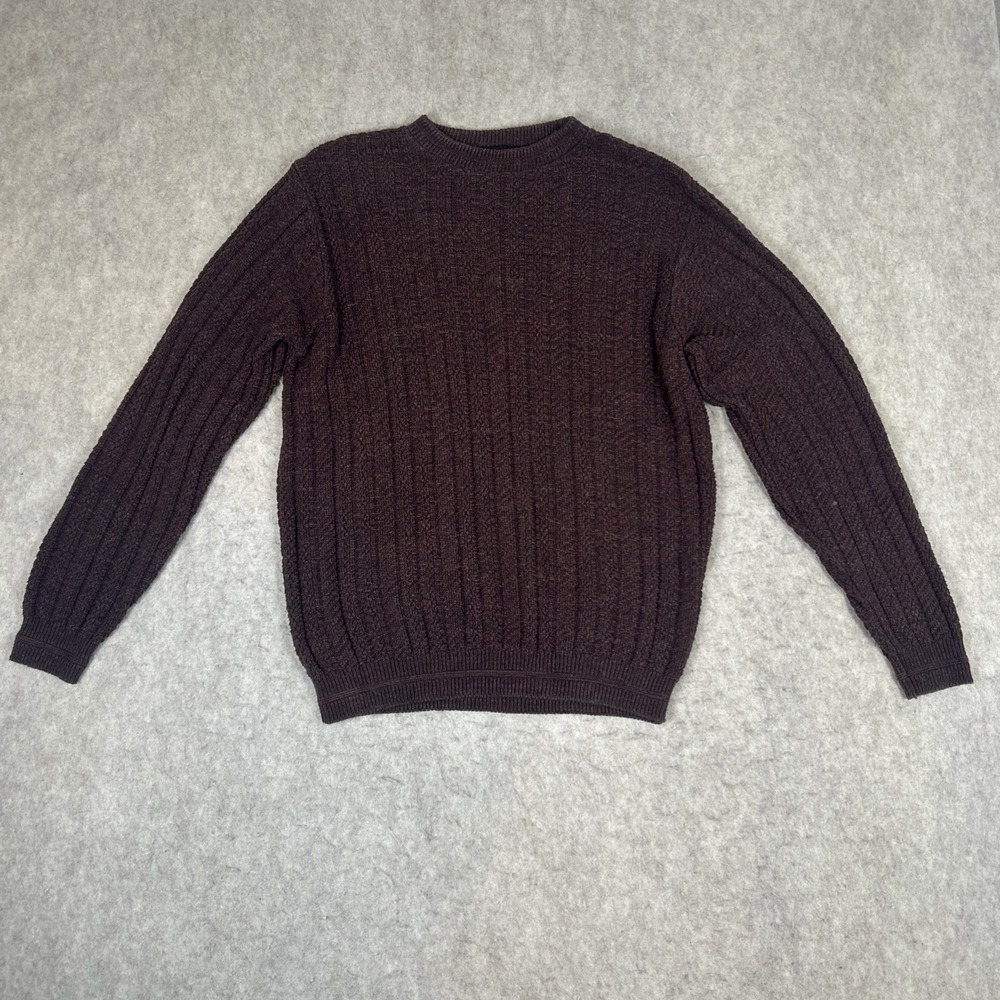 Vintage‎ Bill Blass Menswear Sweater Cotton Brown Hand Framed Made in USA Size M